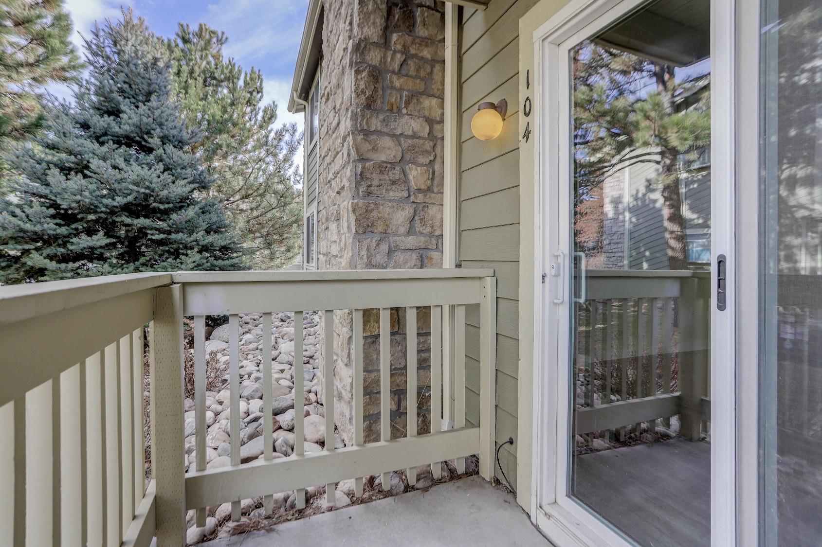Patio door of unit M104, Denver CO rental